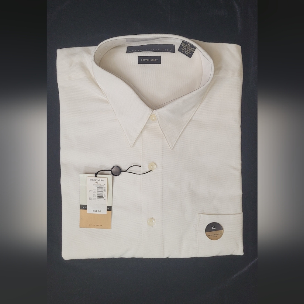 NWT Metropolitan View Cotton Dobby Shirt Mens XL Button Up Off White Bloomingdal